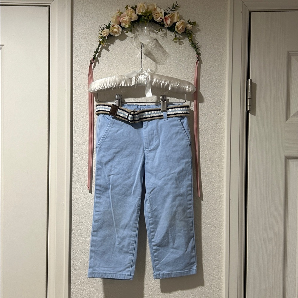Gymboree Boys Belted Chino Pants - Garden Party - Blue - Picture 3 of 6